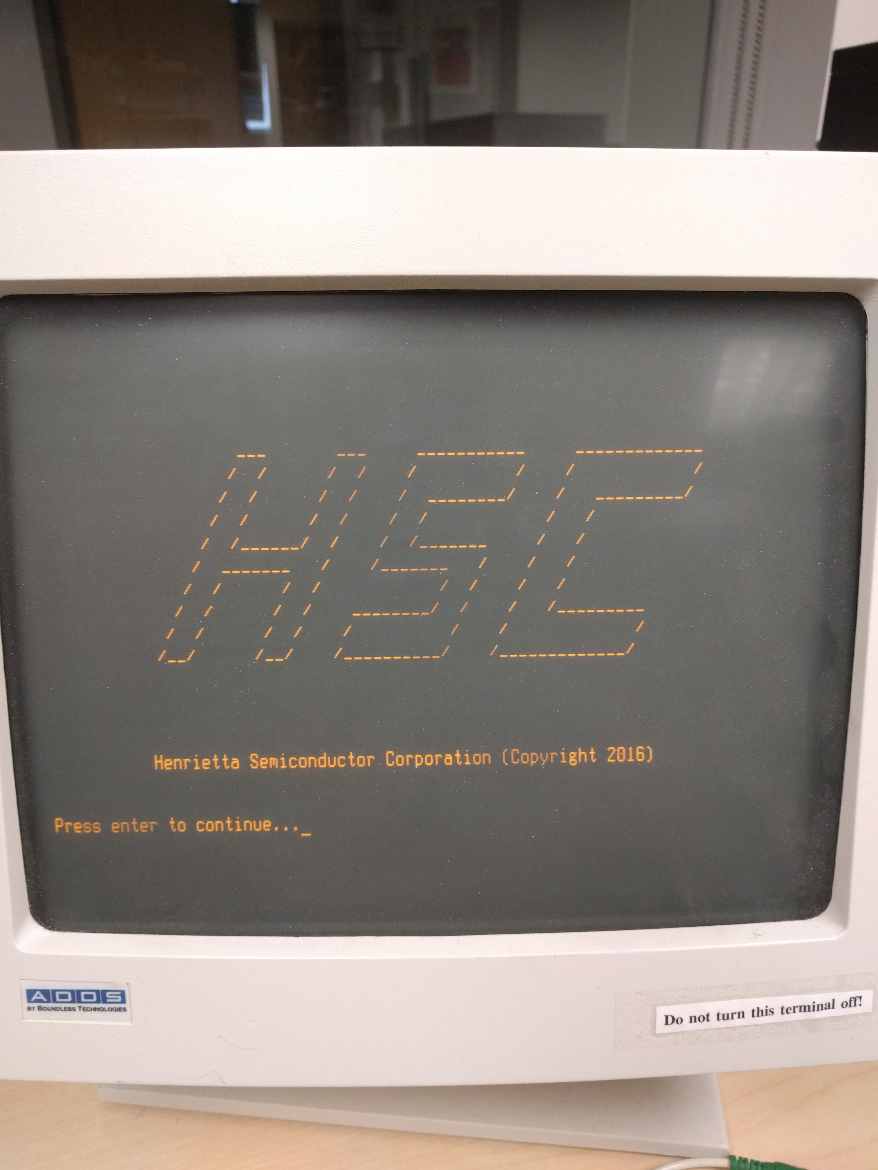 Test ASCII text logo for an interrupt-driven serial driver I wrote.